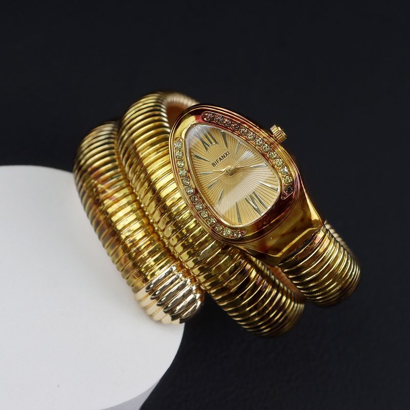 Fashion Creative Snake-Shaped For Women, Unique Pattern Quartz With Steel Band Bracelet, Electronic Watch_voghion.com