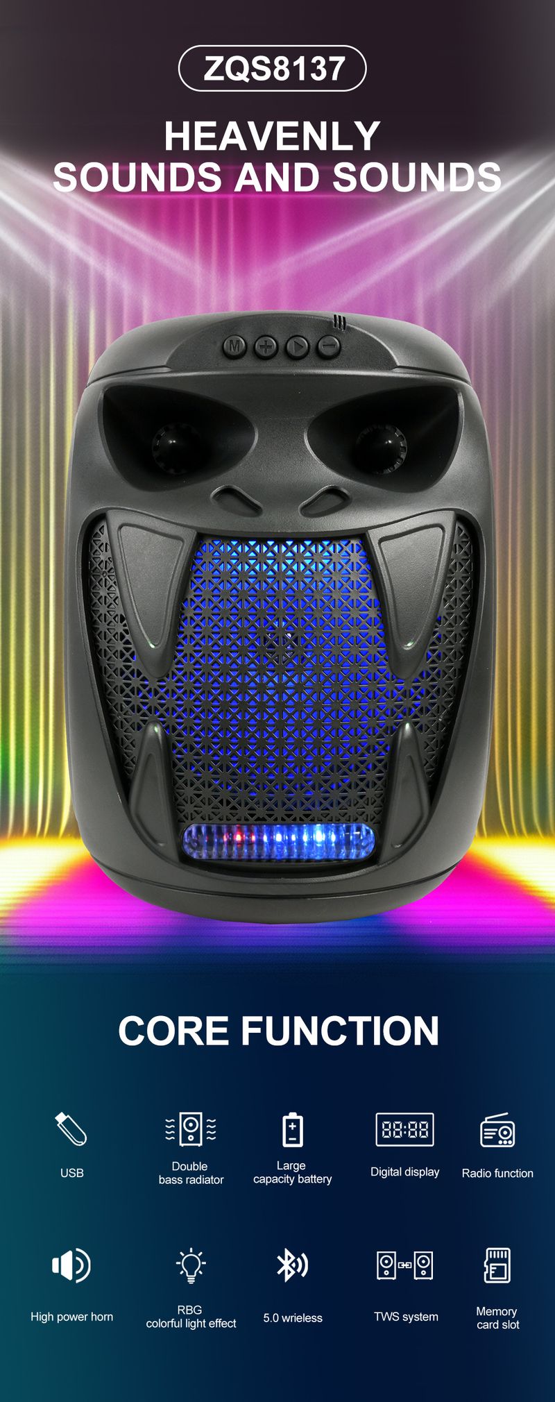 ZQS8137 Outdoor-Mikrofon, Karaoke-Kartenführer, Lehrerrede, hohe Lautstärke, kabelloser Bluetooth-Lautsprecher_voghion.com