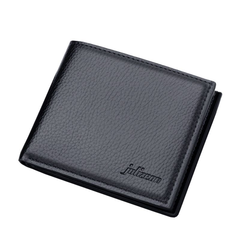 Men's short wallet with zipper, horizontal wallet can hold driver's license, men's leather wallet, PU leather men's card bag, business wallet_voghion.com