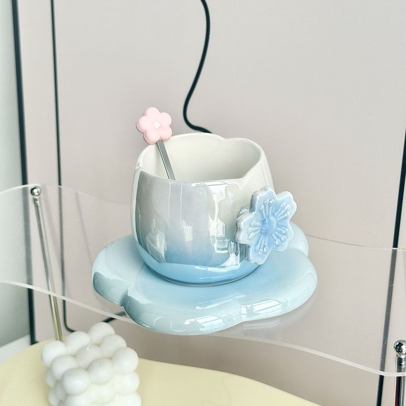 Nordic Style Gradient Coffee Cup And Saucer Exquisite Office Afternoon Tea Mug Women's Practical Gift For Bridesmaids_voghion.com