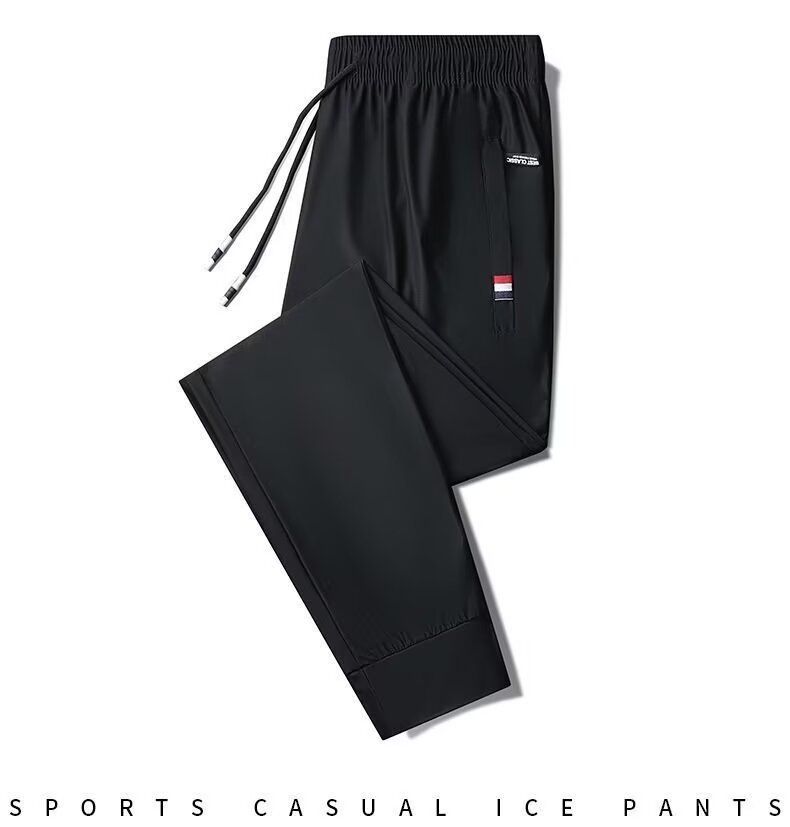 Männer Kleeder Äis Seid Schnelldrock Hosen Männer Summer dënn elastesch atmbar locker grouss Gréisst Casual Sportshosen Männer_voghion.com
