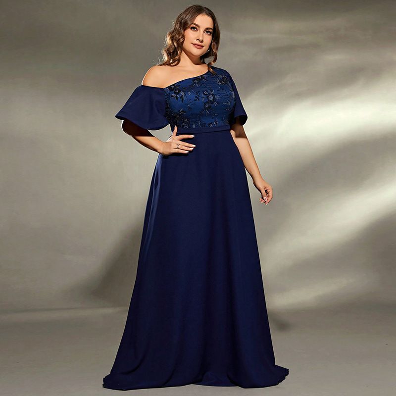 Elegantes Abendkleid in Übergröße für Damen – Einschultriges Abendkleid für besondere Anlässe, Empfänge, Bankette und Feiern_voghion.com