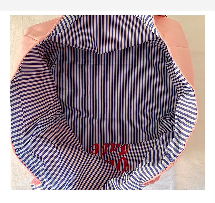Sac fourre-tout grande capacité, double face, dos rayé, bandoulière texturée, lettre, en toile, pour collège_voghion.com