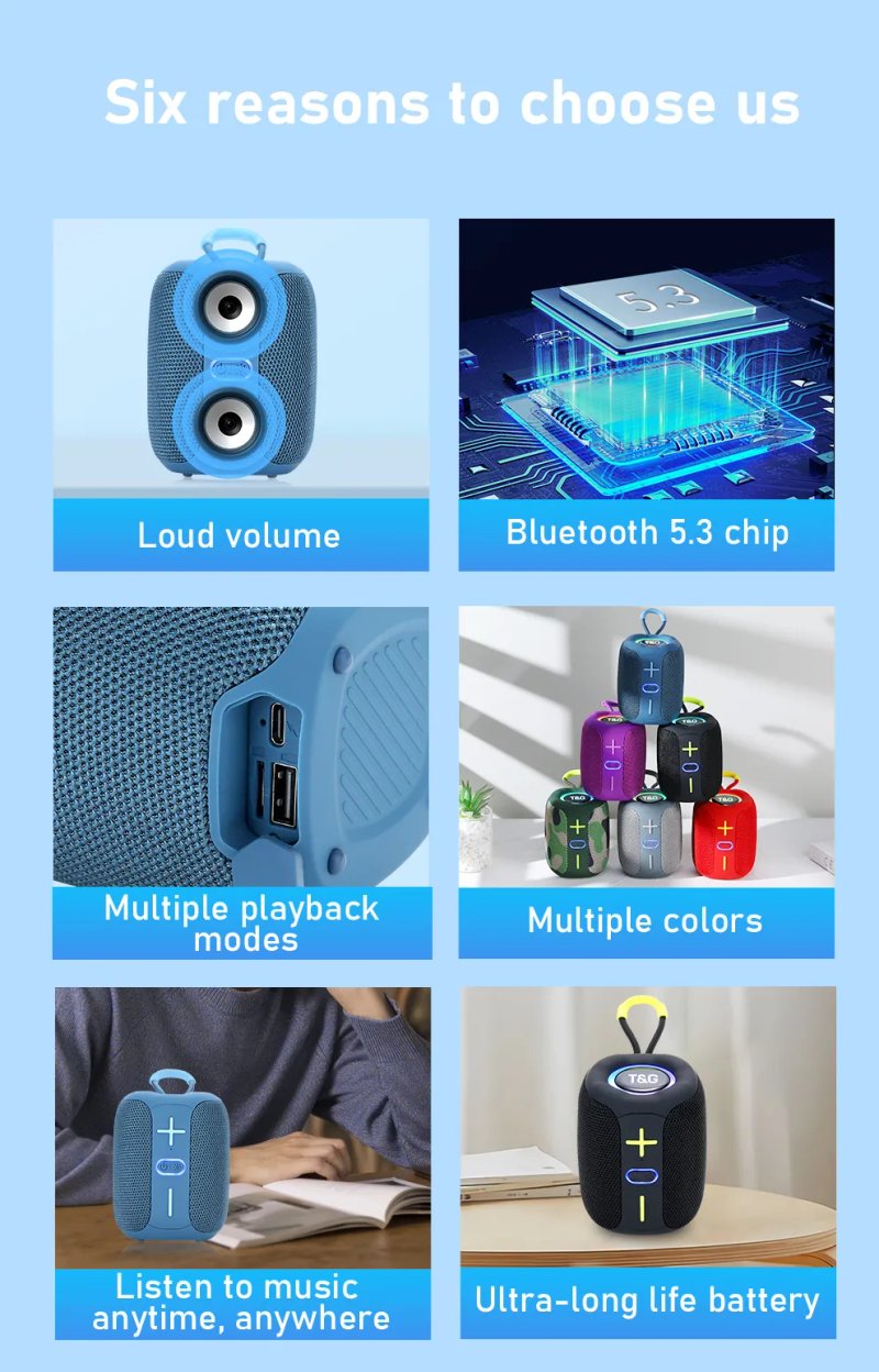 Altavoz portátil TG658 con Bluetooth, columna de Subwoofer Inalámbrico, Mini graves, FM, TF, BT, reproducción de música para Android iOS, teléfono inteligente, PC y portátil_voghion.com