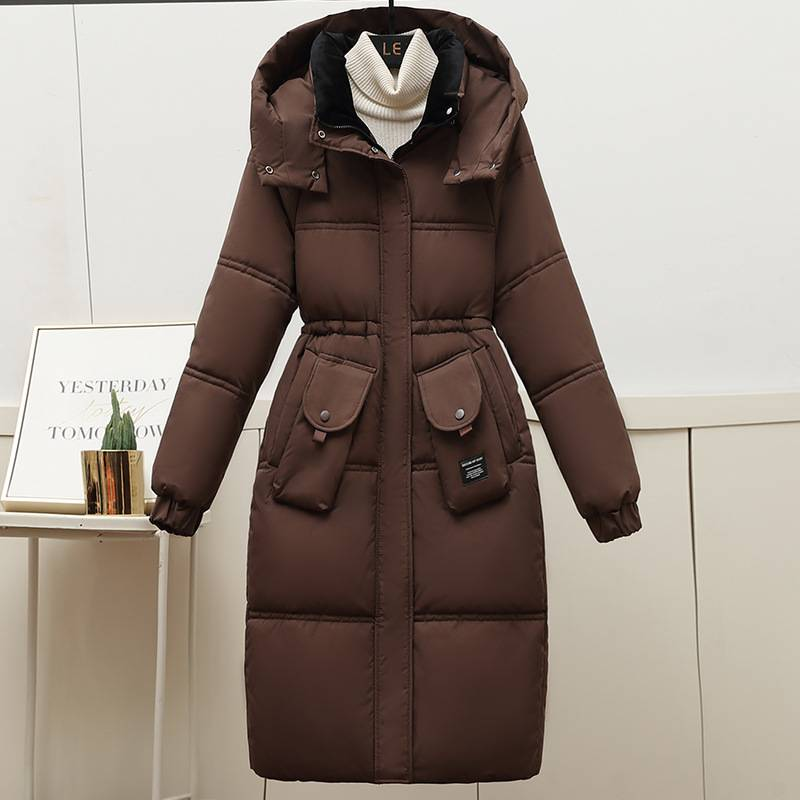 Women's Clothing winter coats cotton jacket winter new women's fashion long over the knee drawstring waist Russian coat_voghion.com