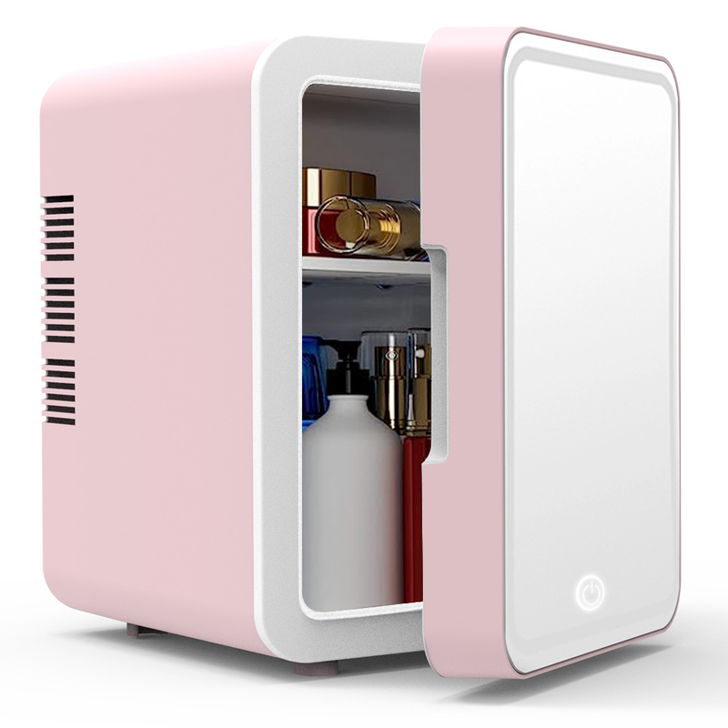 4L Mini Beauty Fridge With LED Lights And Mirror For Makeup, Portable Car Refrigerator_voghion.com