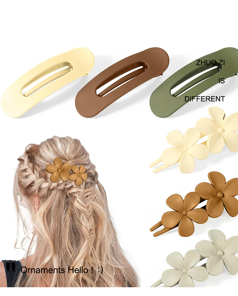 Large Temperament Frosted Flower Clip Side Clip Bangs One Line Broken Hair Clip Back Of The Head Clip Horizontal Clip Head Ornament_voghion.com