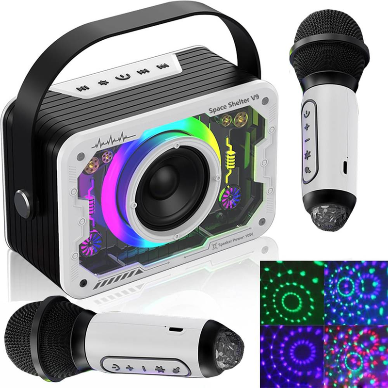Machine de karaoké Byteuni, 2 microphones de karaoké sans fil avec lumières, enceinte Bluetooth portable, machine à chanter pour garçons et filles, compatible AUX/USB/TF._voghion.com