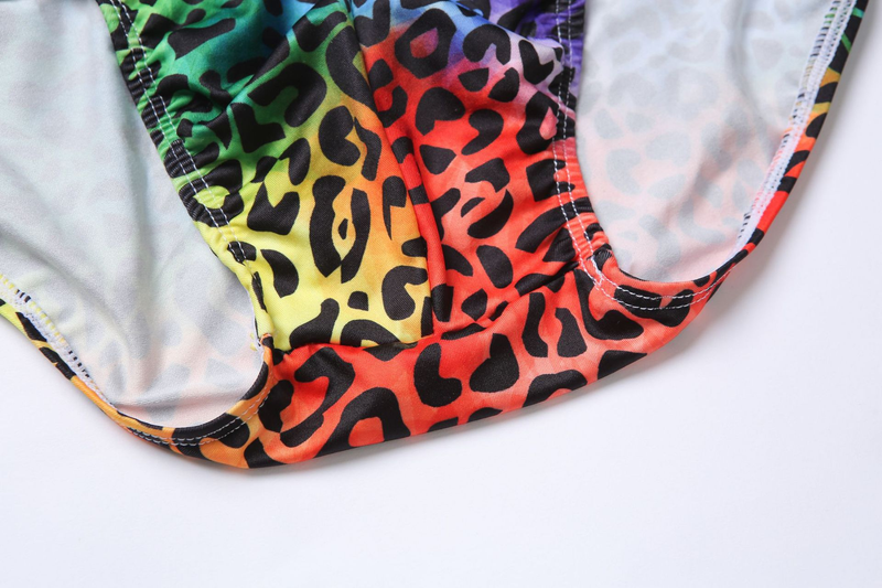 Men's Swimming Trunks With Hot Spring Beach Low-waist Triangular Swimming Trunks And Leopard Print Digital Print_voghion.com