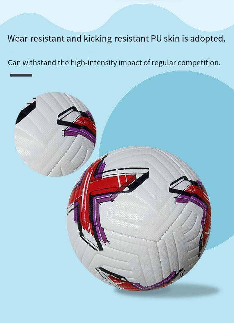 Balón de fútbol número 5 para entrenamiento de adultos al aire libre, de poliuretano grueso resistente al desgaste y cosido a máquina._voghion.com