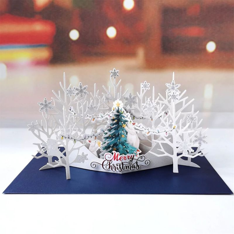 Christmas 3D Pop-Up Tree Greeting Card - Handcrafted Holiday Decor For Festive Cheer Perfect Gift For Family & Friends_voghion.com