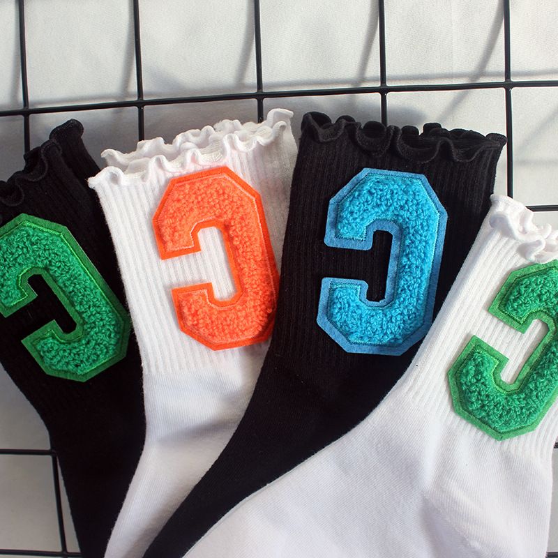 Socks New Style Fungus Lace Women's Socks Plush Big C Socks Women's High Elastic Student Sports Mid Tube Socks Sweat Absorbent Cotton Socks Trendy_voghion.com