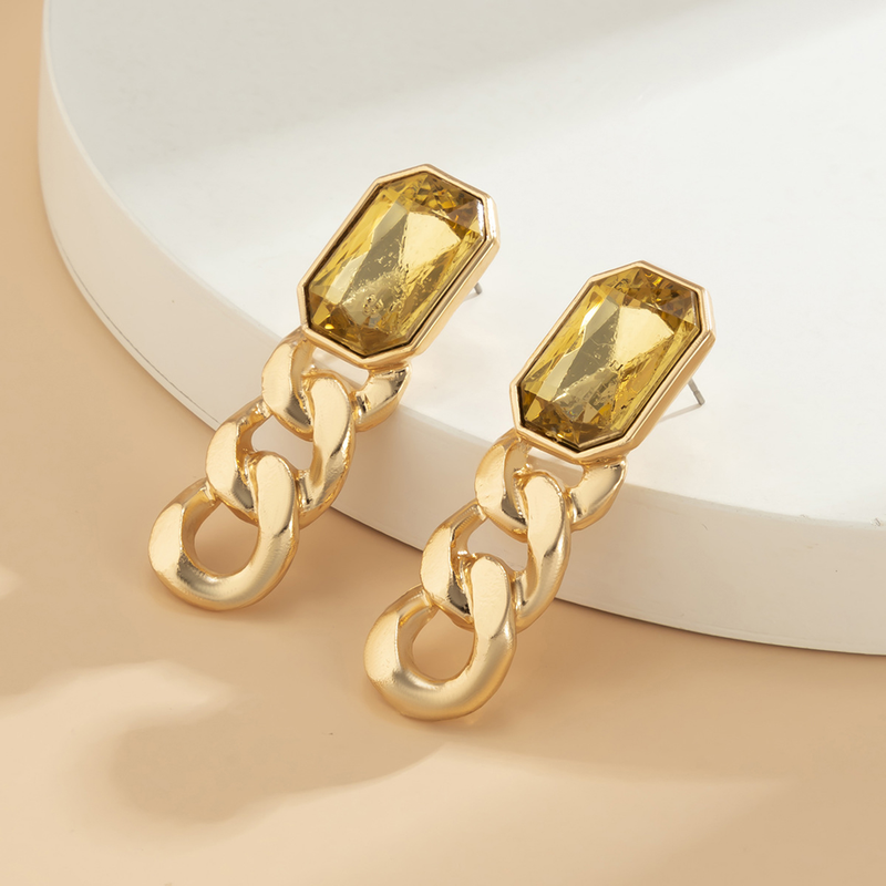 Yamaler 1 Paar baumelnde Quastenkette, quadratische Form, Kunstedelstein, hohle Ohrringe für Party_voghion.com