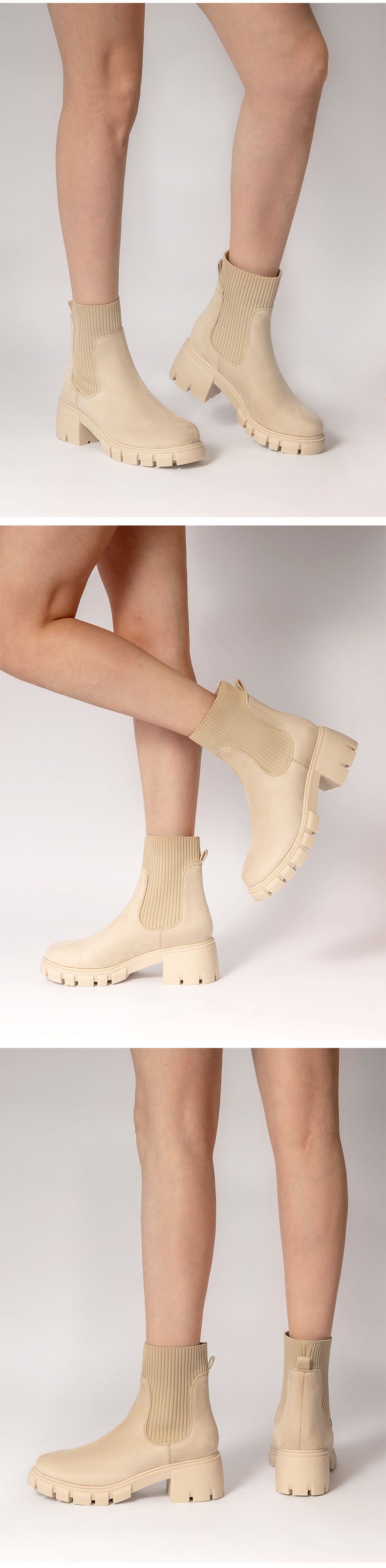 Stivaletti da donna Martin Boots con plateau in maglia elastica_voghion.com