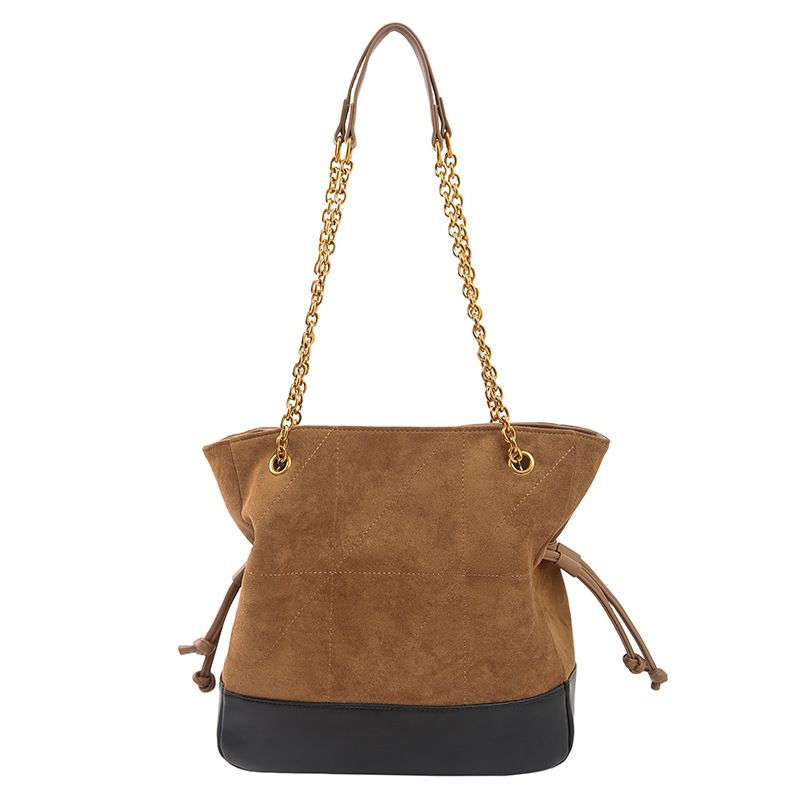 Borsa a secchiello in pelle scamosciata per donna, autunno inverno 2025, nuova moda, tracolla a catena, da pendolare, da ascella_voghion.com