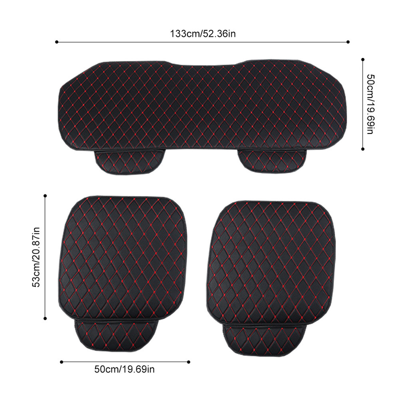 Yuanmheng 1 pieza/3 piezas Funda de cuero para asiento delantero y trasero de coche Cojín con bolsillo_voghion.com