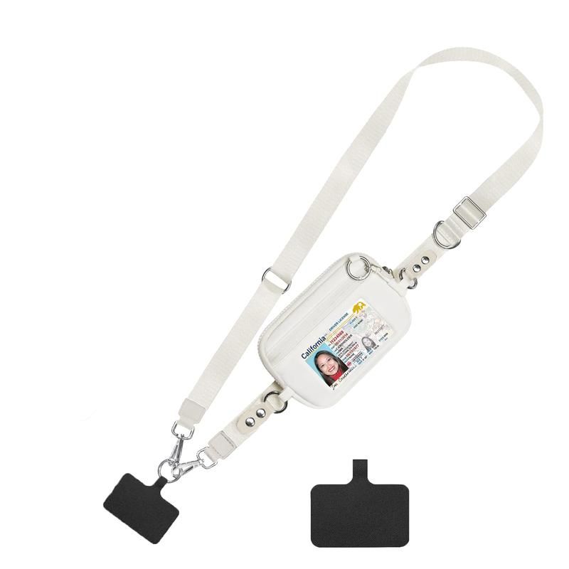 Handy-Geldbörse mit Umhängetasche, verstellbarer und abnehmbarer Handgelenkriemen, kabellose Handytasche mit Ausweisfenster und Reißverschlusstasche, geeignet für Damen_voghion.com