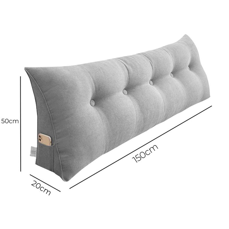 SOGA 2X 150cm Silver Triangular Wedge Bed Pillow Headboard_voghion.com