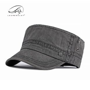 Hut Herren Sommer Dünn Atmungsaktiv Gewaschene Baumwolle Kappe Lässig Vielseitig Retro Flacher Zylinder Personalisierter Militärhut Damen_voghion.com