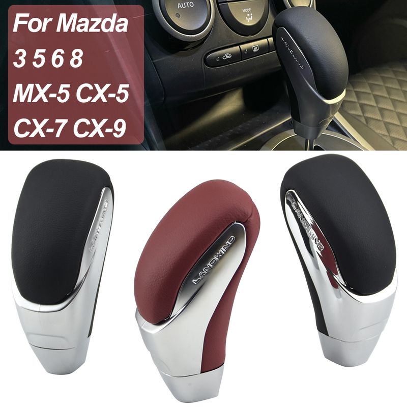 Knob Leather Gear Shift Head for Mazda 3 2006 2007 2008 2010 2011 2012 year Lever Shifter Stick Car Accessories_voghion.com
