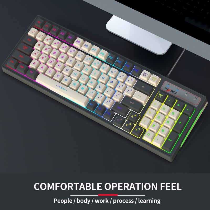 Tastiera da gioco cablata 2025 con 96 tasti, colore grigio bianco, retroilluminata RGB, per giochi_voghion.com