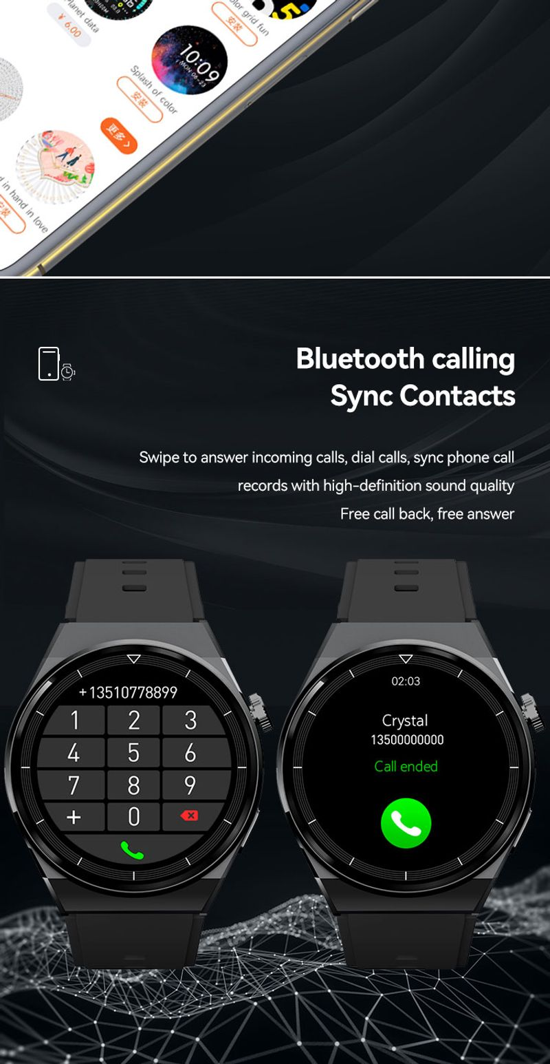 Relógio esportivo eletrônico inteligente com Bluetooth NFC, pressão arterial e frequência cardíaca_voghion.com