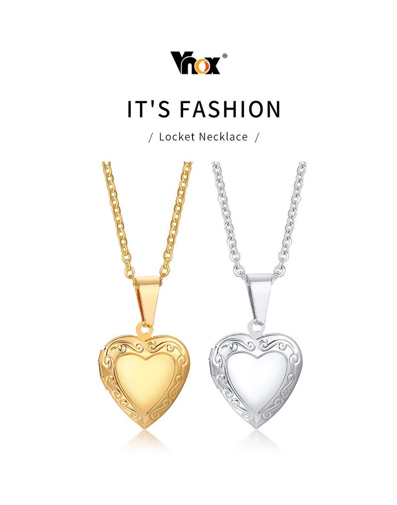 2025 New Arrivals Vnox Customize Picture Name Women Necklaces Heart Locket Pendant Family Image Personalized Anniversary Gift_voghion.com