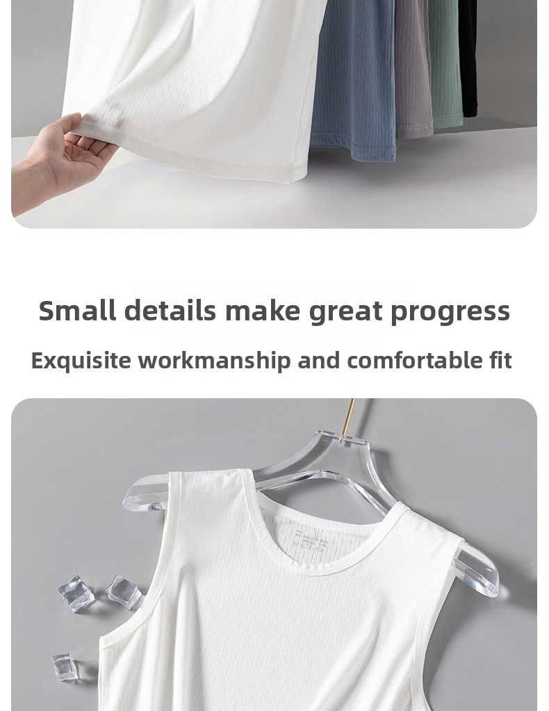 Gilet d'été en soie glacée, vêtement d'extérieur fin en coton modal à séchage rapide, t-shirt de sport sans manches pour homme_voghion.com