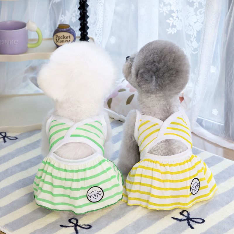 Set bikini estivo di alta qualità, sottile e traspirante, per animali domestici, con gonna a righe per cani di piccola taglia_voghion.com