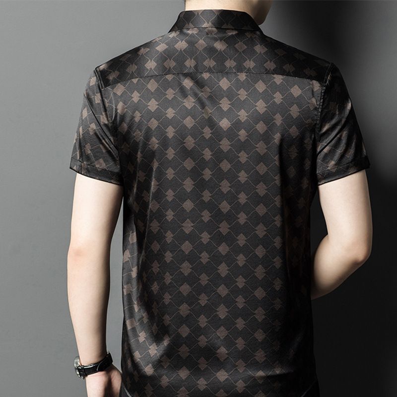 Camicia a maniche corte in seta di alta qualità per uomo, estiva, nuova, ampia, formale, casual, da lavoro_voghion.com
