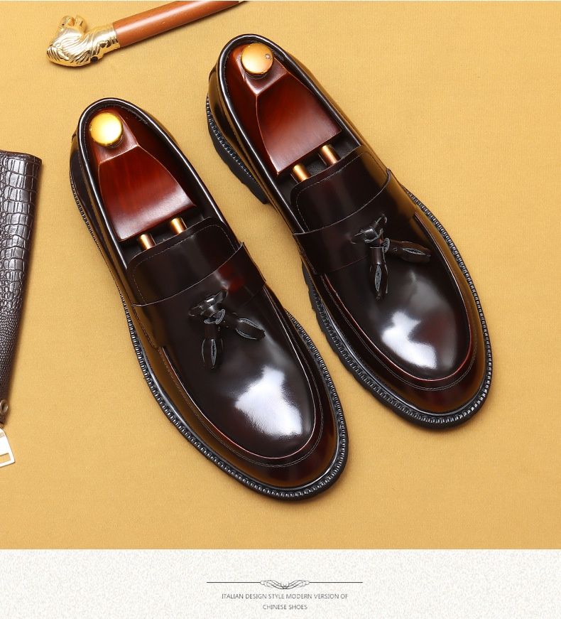 Glide VIP Exclusive Tassel Loafers For Men Genuine Leather Thick Sole British Style Casual Shoes Cowhide Lining Business_voghion.com