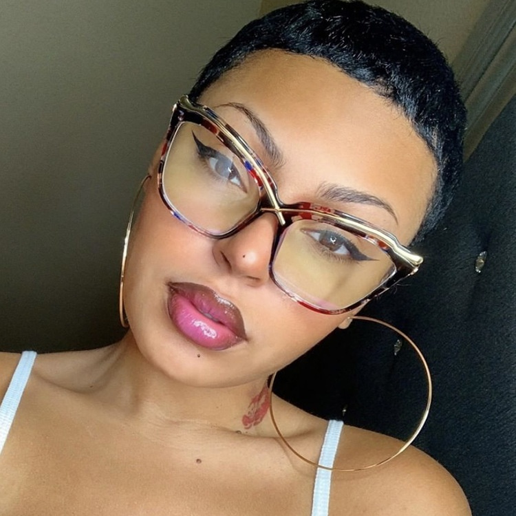 X Cat Eye Metal Eyeglass 2022 New Anti Blue Light Large Flat Mirror INS Trendy Glasses Frame_voghion.com