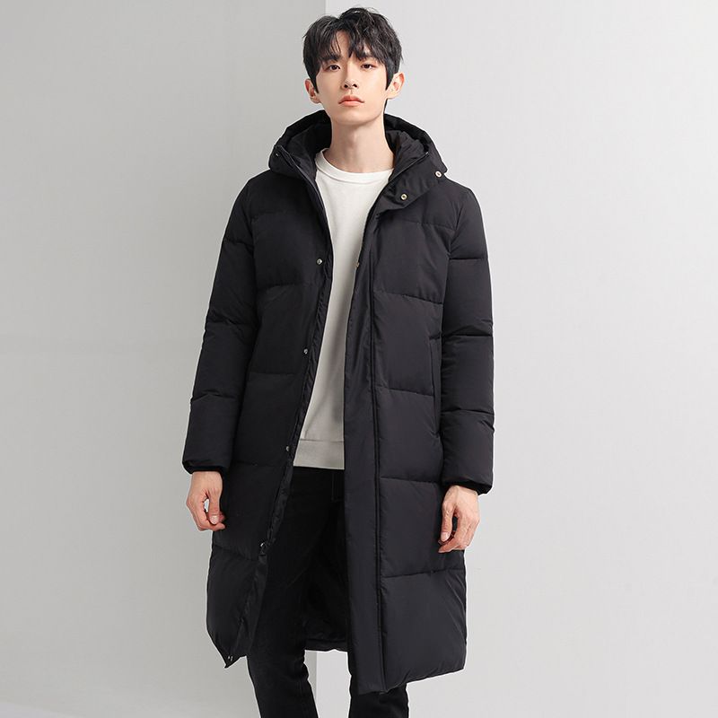 Couple style unisex down 2021 new mid to long length over knee thick winter casual jacket_voghion.com
