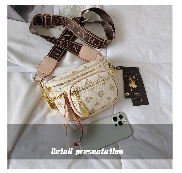 Designer Nisch Retro gedréckte Broschtbeutel fir Dammentasch, Taillebeutel fir Crossbody Fraen Casual Ënneraarmtasch, High-End_voghion.com