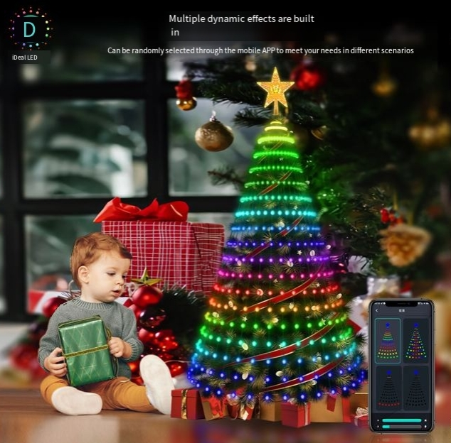 Vánoční osvětlení APP chytré vánoční osvětlení stromečku Bluetooth fantasy bodové ovládání kožené linky světla řetězec neonová světla sváteční LED_voghion.com