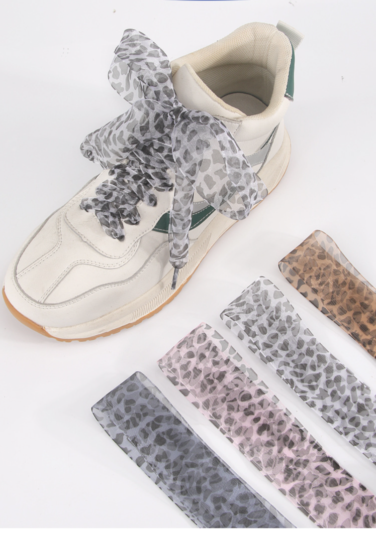 Accessori per scarpe Nuovi lacci per scarpe leopardati Lacci per scarpe larghi 2,5 cm Lacci per scarpe in pizzo di seta con motivo leopardato Lacci piatti larghi in filato di neve_voghion.com
