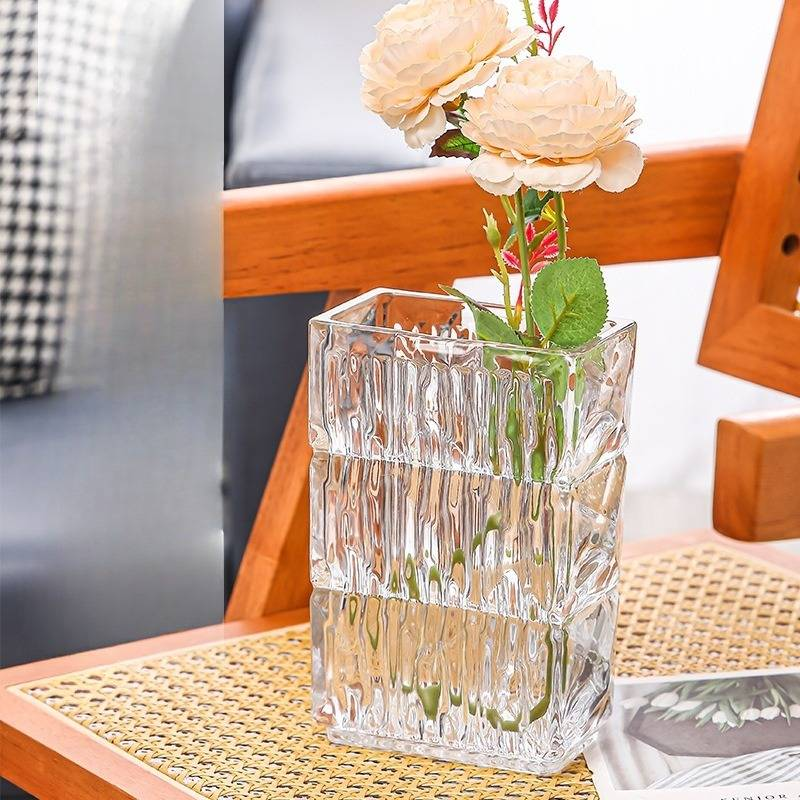Home Decor Light Luxury Crystal Glass Vase High Grade Transparent Simple Living Room Flower Arrangement Restaurant Hotel Desktop Decoration Ornaments_voghion.com