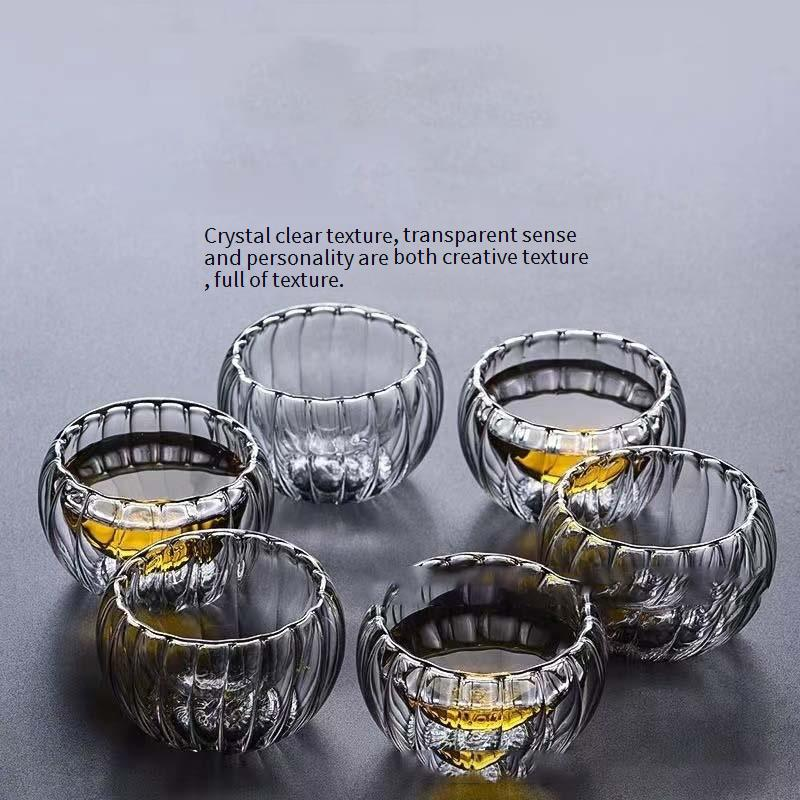 Easter‘s Day Teaware Double Layer Petal Glass Tea Cup High Temperature Resistant Pumpkin Insulation Handmade Household Tea Cup Tea Set Reception_voghion.com