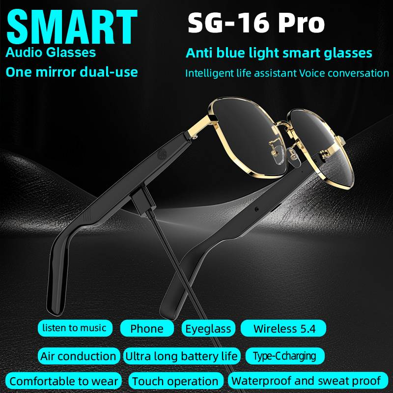 Bluetooth Audio Smart Glasses-Blue Glasses For Women And Men, Open Ear Sound With Mic & Speakers, Blue Light_voghion.com