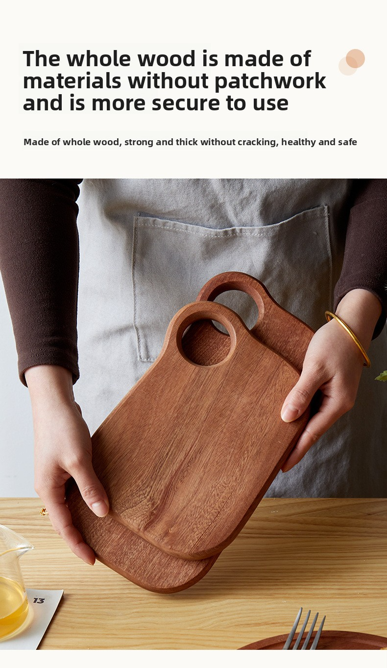 Kids Wooden Cutting Board - Mini Fruit & Steak Chopping Board Creative Baby Feeding Plate With Ebony Wood_voghion.com