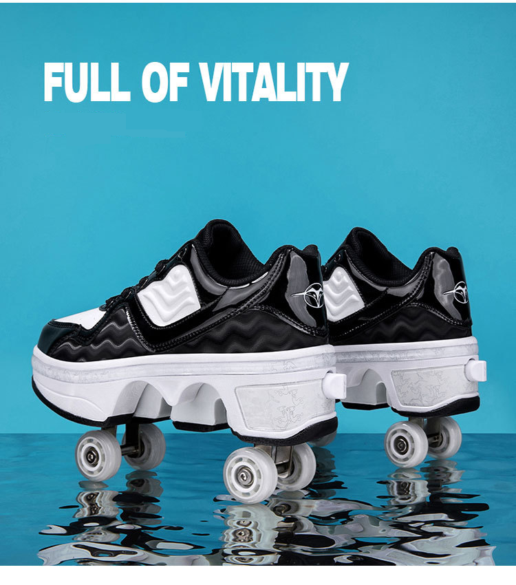 Calçados infantis Patins Patins Quatro rodas Sapatos deformados Patins de duas fileiras Sapatos de rodas_voghion.com