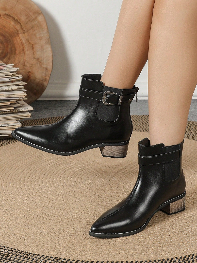 Stivali da donna autunnali e invernali di grandi dimensioni, con punta a punta, tacco spesso, cerniera posteriore_voghion.com