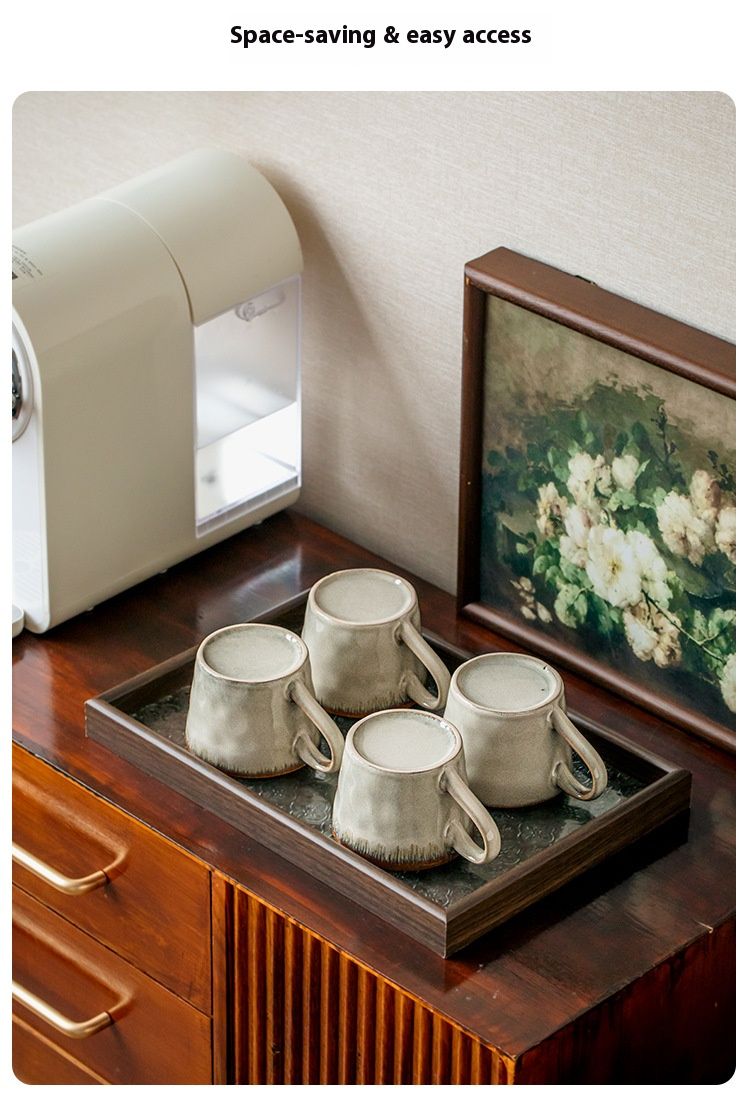 Elegante taza de cerámica marrón con diseño en V de ondas de agua: 350 ml, estilo retro, para café y té, ideal para el hogar y la oficina._voghion.com