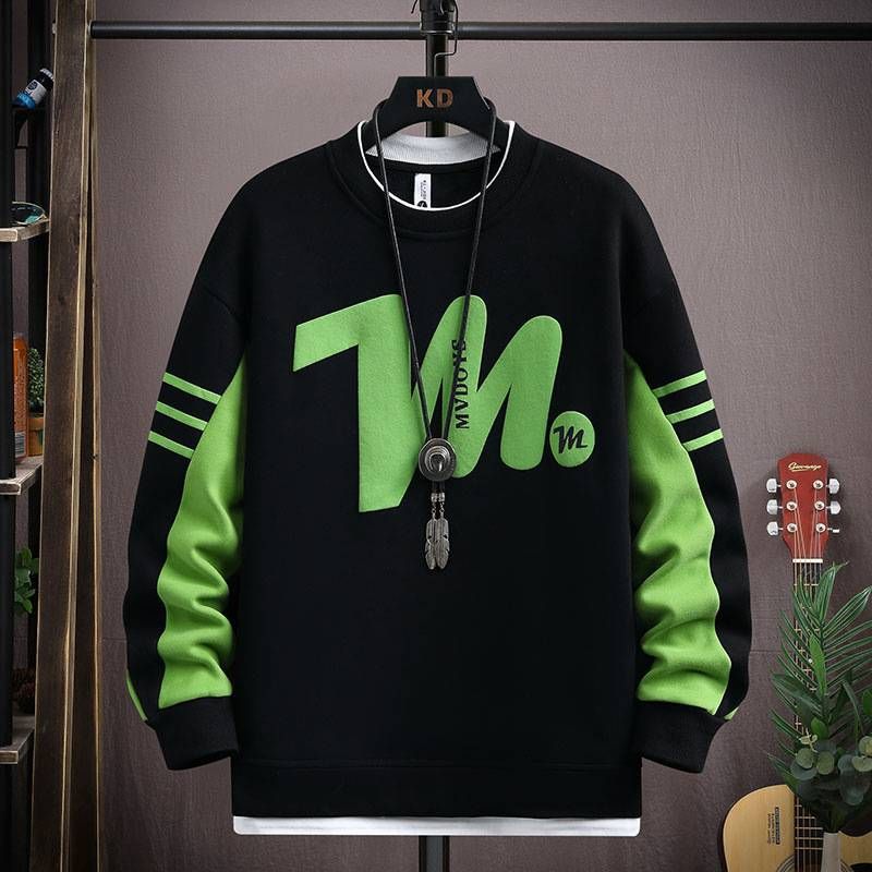 Herren-Sweatshirt mit Rundhalsausschnitt und schmaler Passform aus Baumwolle – Unverzichtbares Basic-Langarm-T-Shirt für lässige Streetwear_voghion.com