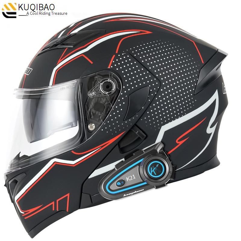 KQPB Dual Vizier Motorhelm met Bluetooth K21 - Opklapbare Integraalhelm, Lange Batterijduur, 3C Gecertificeerd, Meerdere Kleuren & Maten_voghion.com