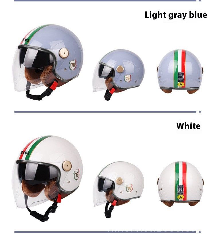 Dual Visor Motorcycle Bluetooth Helmet With Cat Ears – DOT & 3C Certified Retro Half Helmet For Men & Women, All-Season Riding Gear_voghion.com