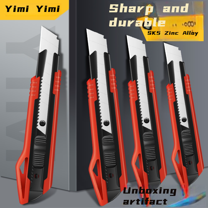 Professional Heavy-Duty Utility Knife With SK5 Steel Blade - Ergonomic Non-Slip Grip For Crafting, Packaging & DIY Projects_voghion.com