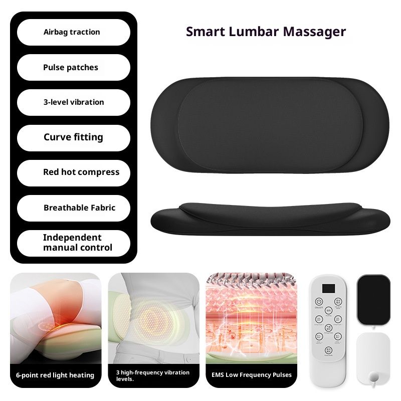 Professional Lumbar Traction Pillow With Airbag Massage, EMS Pulse, Heat Therapy & Remote Control – Relief For Herniated Disc_voghion.com