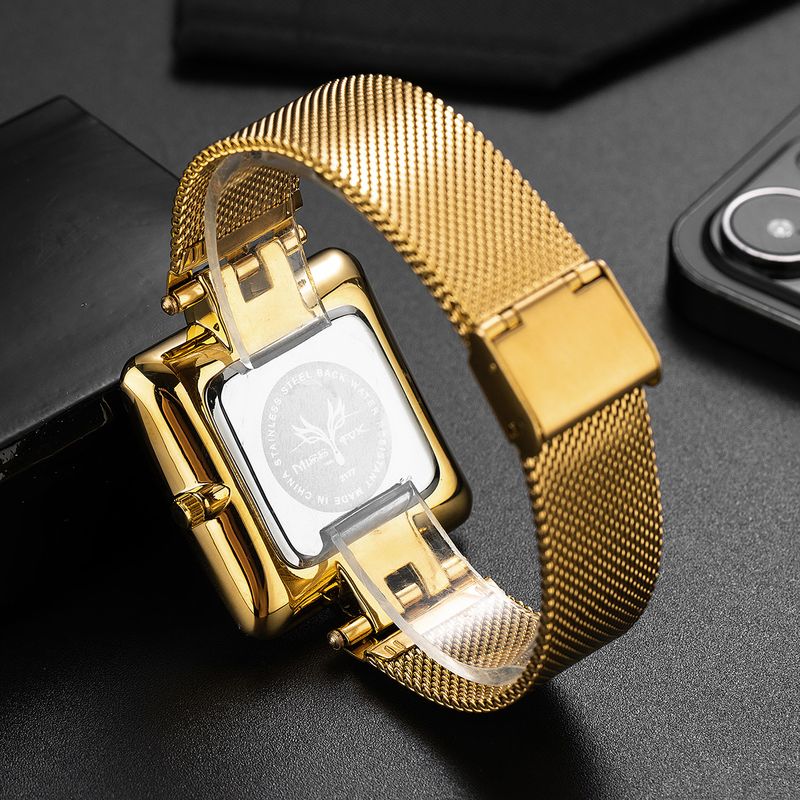 MISSFOX Watch Popular Classic Simple Square Stainless Steel Mesh Belt Quartz Men's Watch_voghion.com