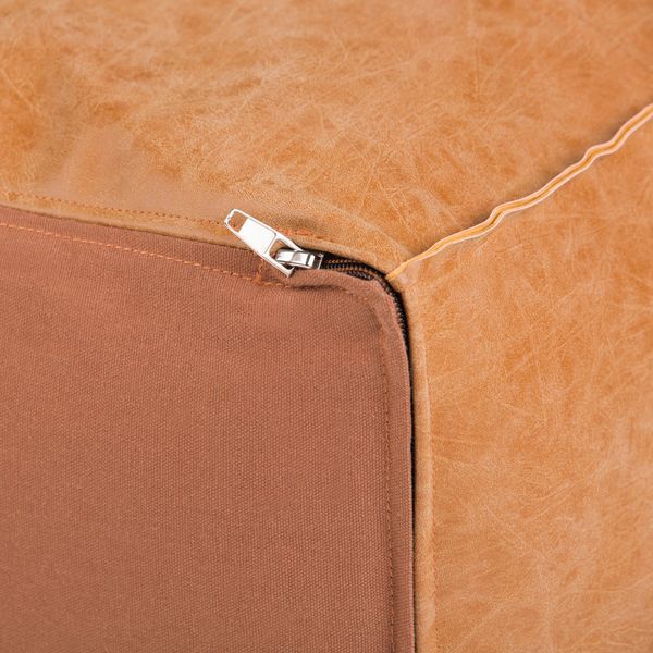 Brody - Large Square Coffee Table Pouf - Distressed Brown_voghion.com